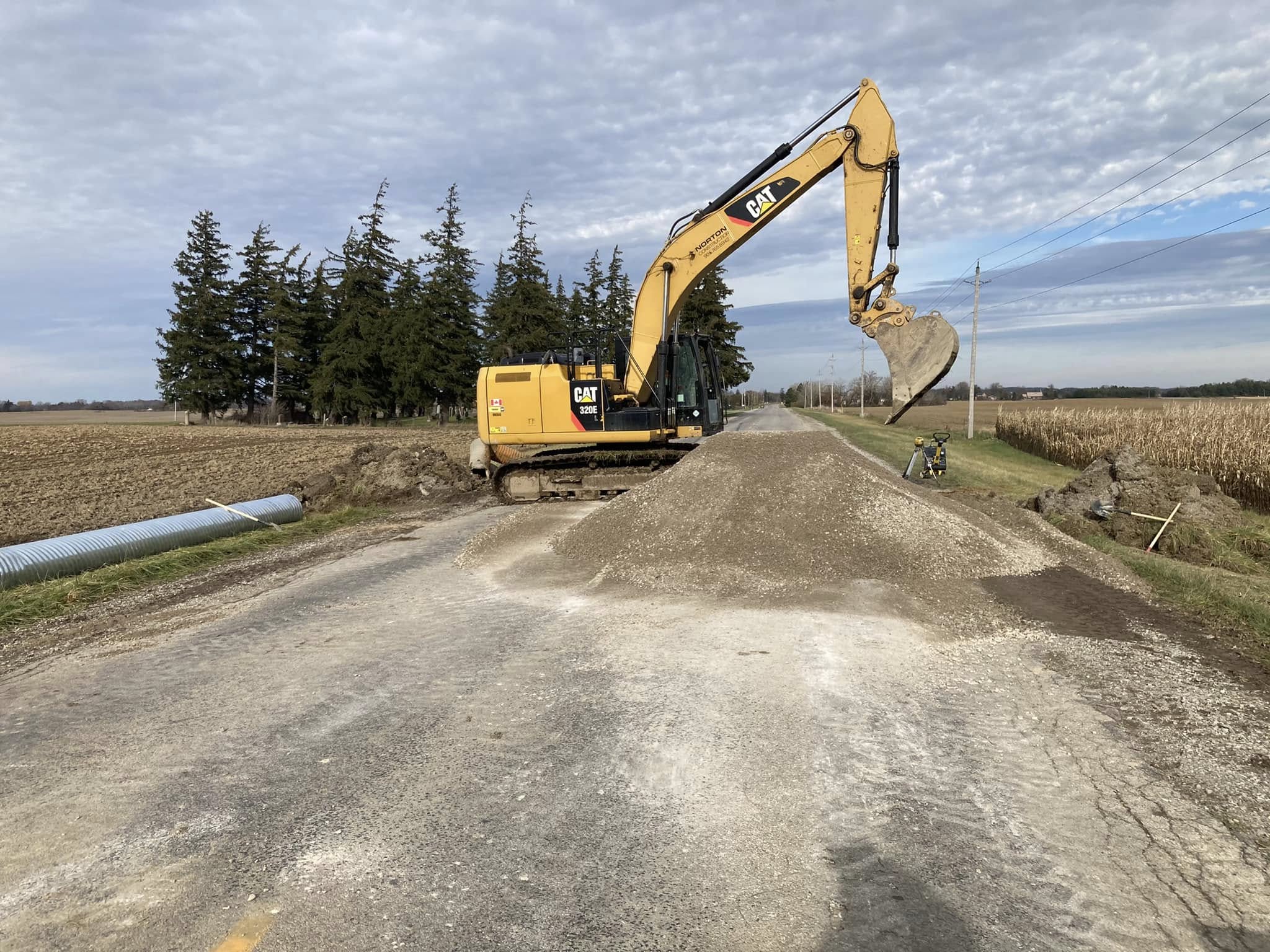 Excavating equipment at work